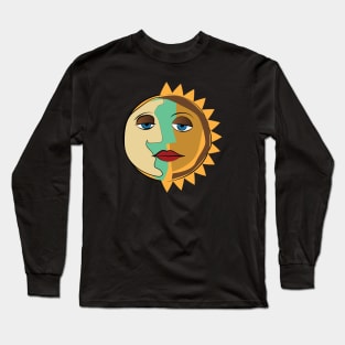 Sun and Moon Picasso Style Long Sleeve T-Shirt